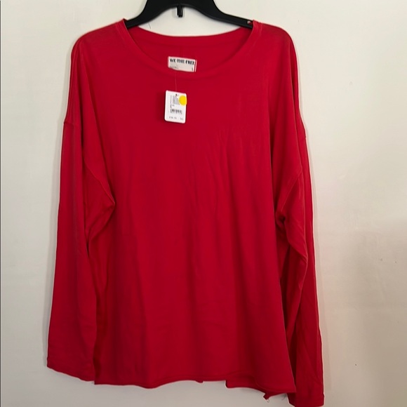 Free People Red Oversized Shirt - Picture 1 of 7